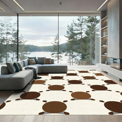 Warm Brown Circles and Petals Rug