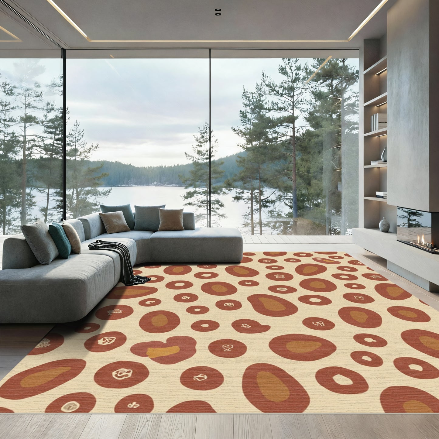 Earthy Ochre Spotted Leo Skin Rug