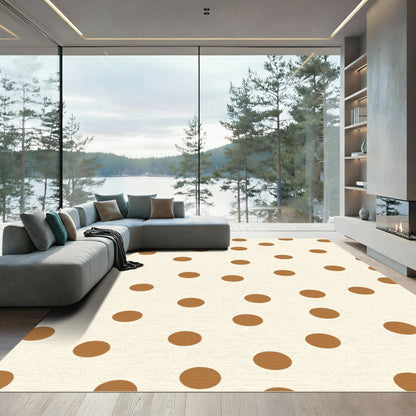 Cream Brown Round Spot Cover Rug