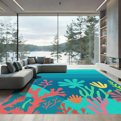 Vibrant Coral Reef Underwater Scene Rug