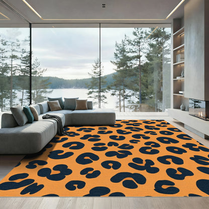 Orange Navy Cheetah Spots Rug