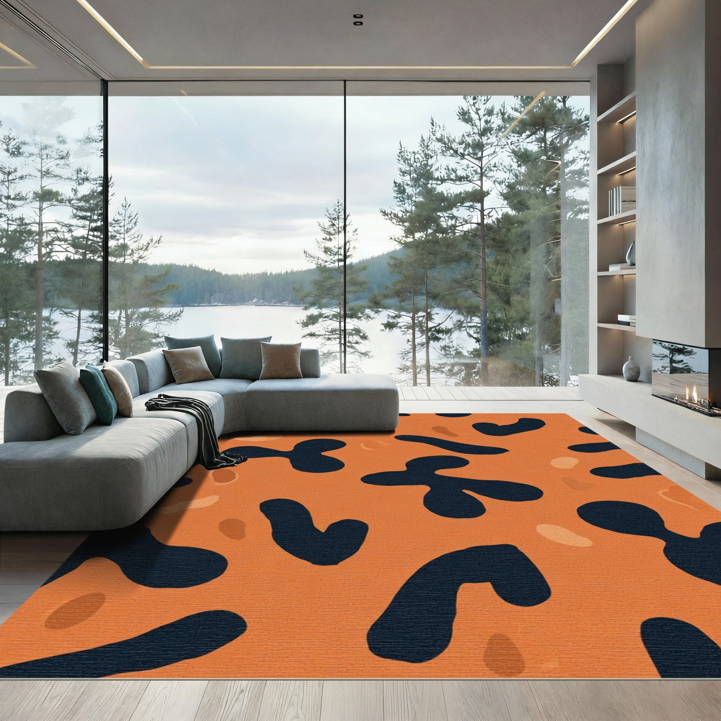 Abstract Orange Blob Cluster Rug