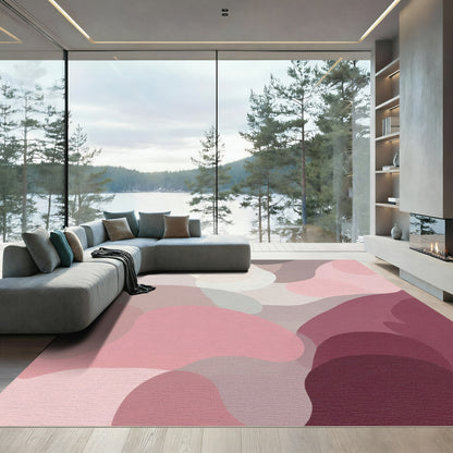 Soft Pink Abstract Organic Flow Rug