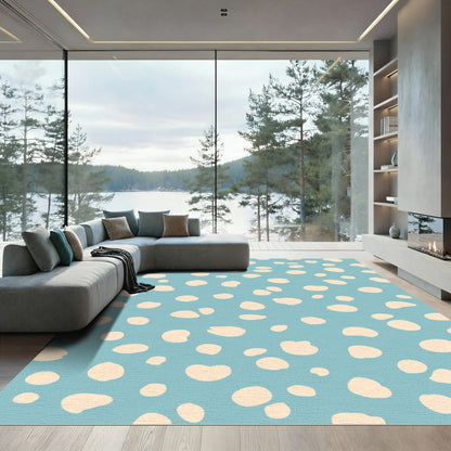 Subtle Light Yellow Spots Blue Field Rug