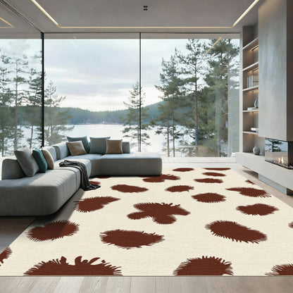 Brown Spots Off White Camouflage Rug