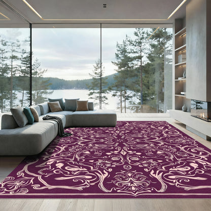 Ornate Plum Floral Mandala Rug