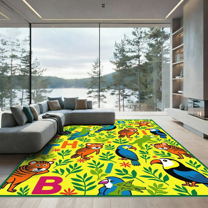 Jungle ABC Tigers Toucans Parrots Rug