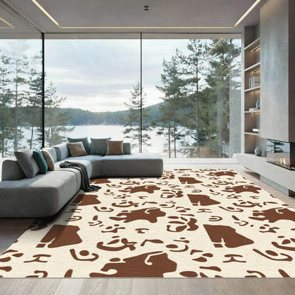 Brown Abstract Primitive Shapes Rug