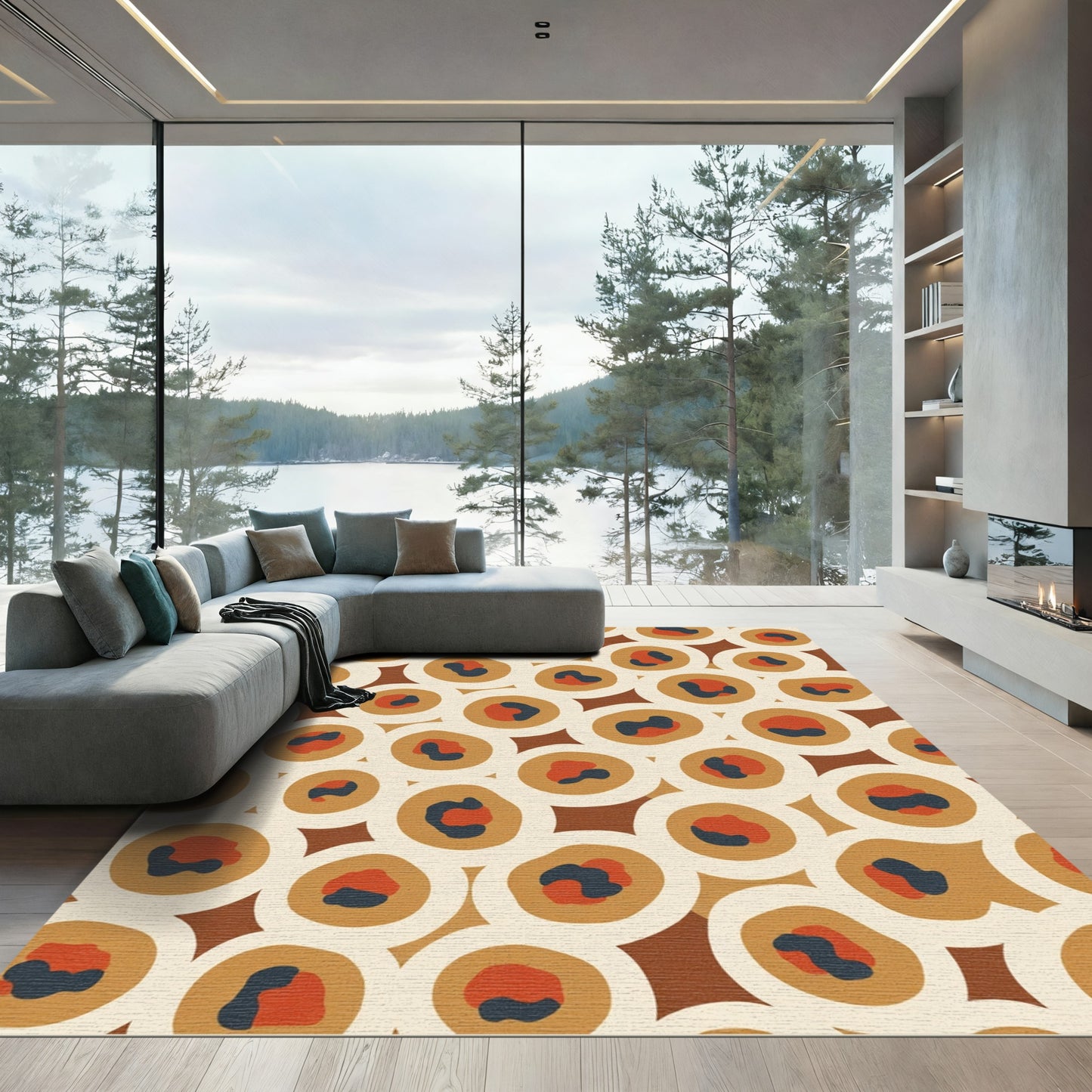 Warm Earthy Tone Abstract Spots Rug