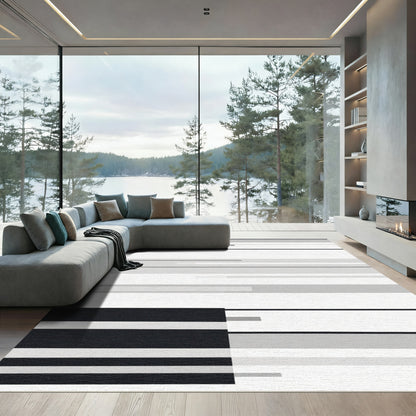 Monochrome Horizontal Stripe Block Rug