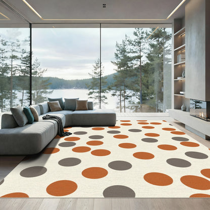 Terracotta Gray Polka Dot Scatter Rug