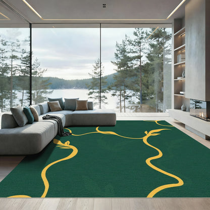 Golden Vine Swirls Deep Emerald Rug