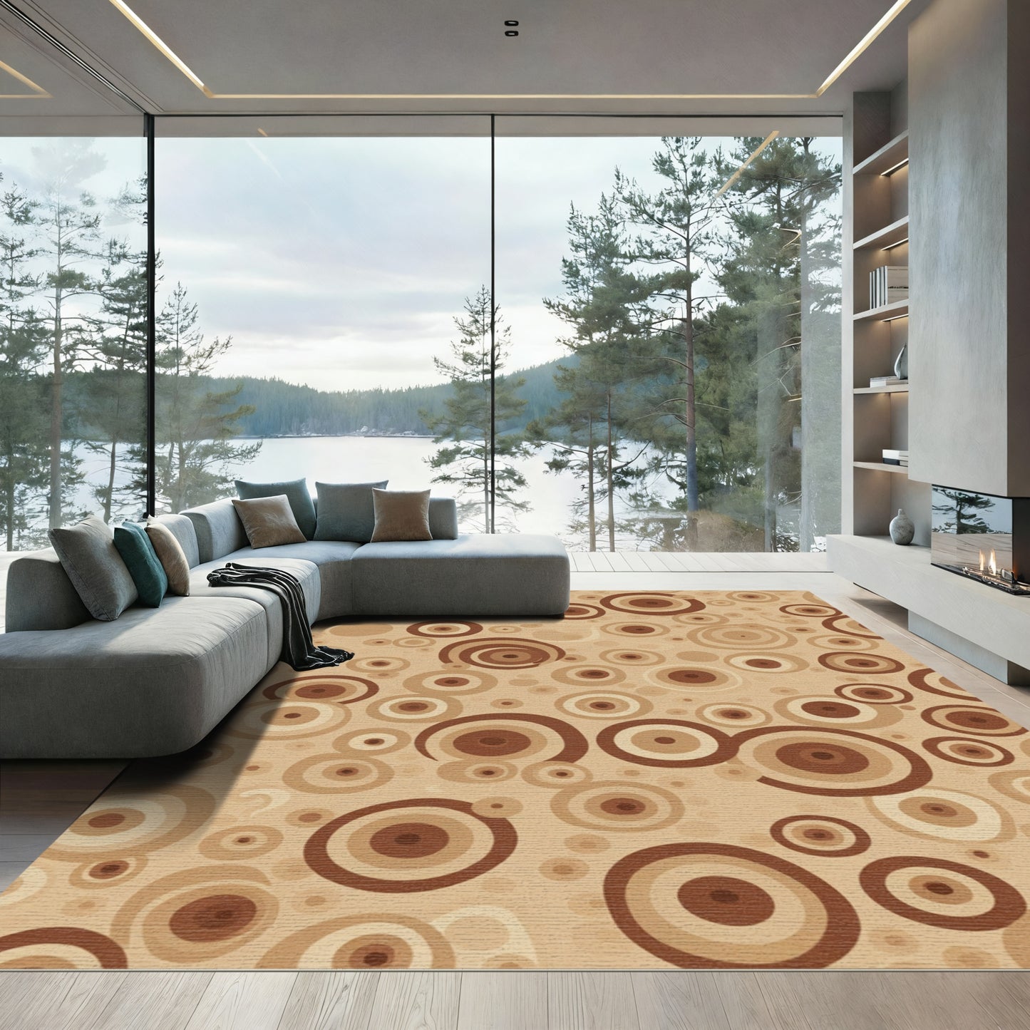 Earth Tones Concentric Circles Rug