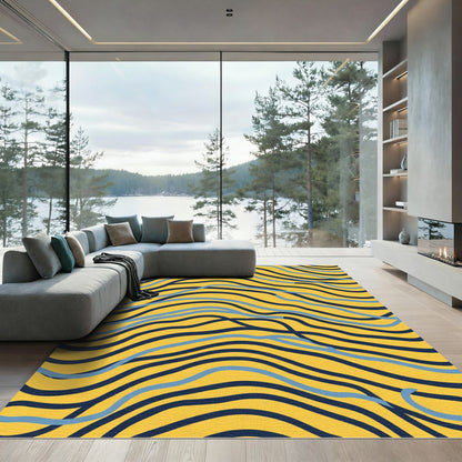 Golden Waves Blue Stripe Rug