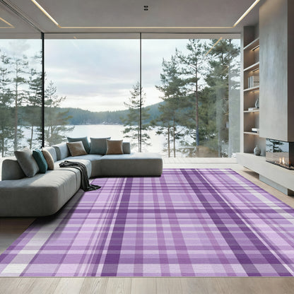 Lavender Tartan Plaid Lines Rug