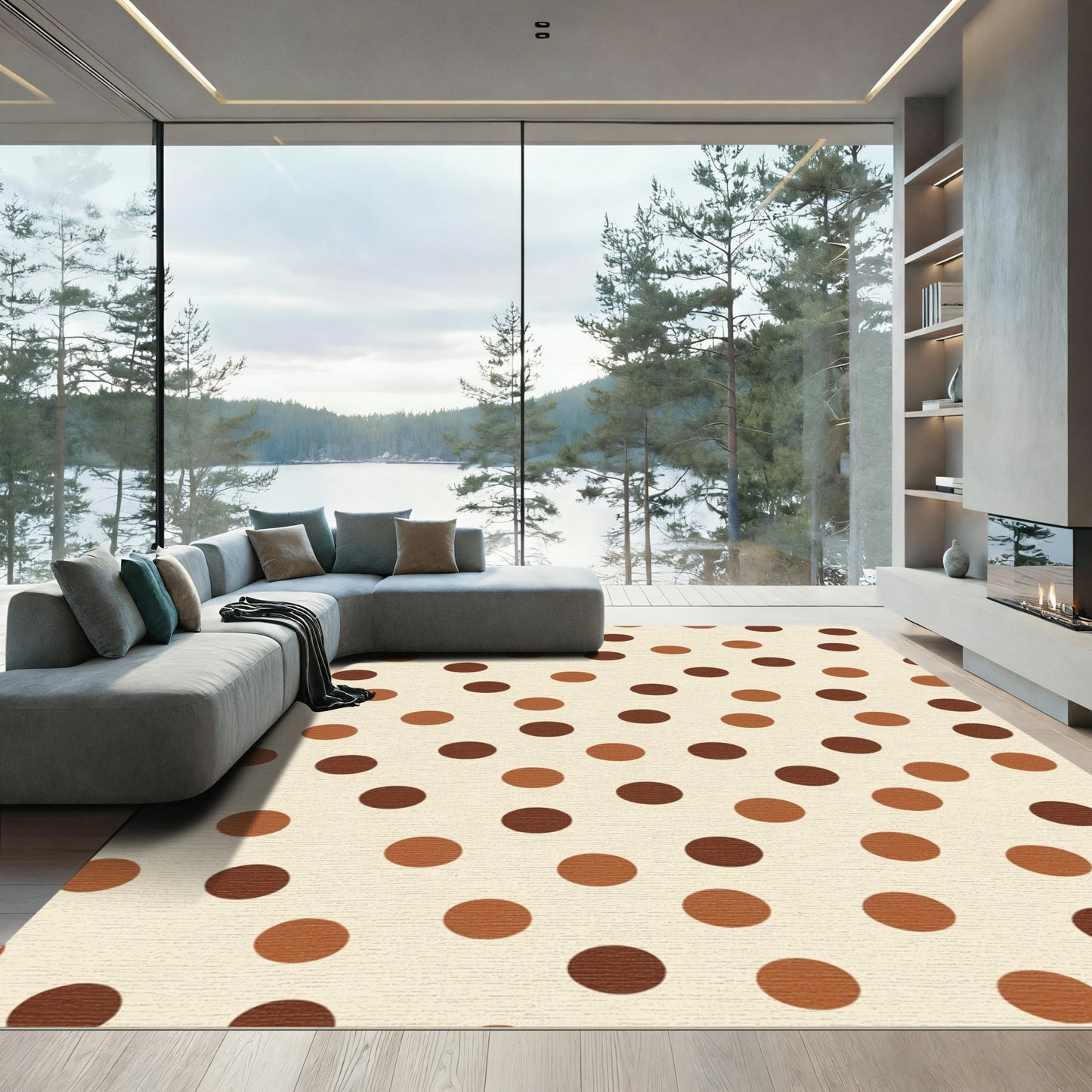 Cream And Chocolate Polka Dot Rug