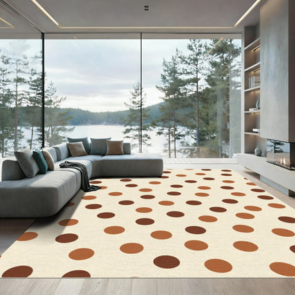 Cream And Chocolate Polka Dot Rug