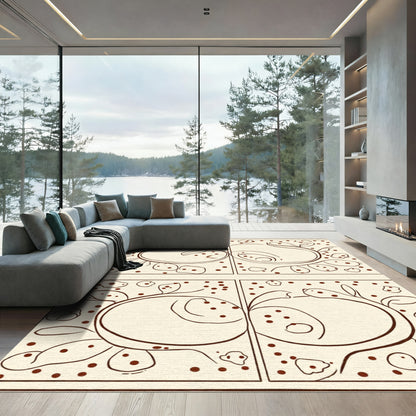 Cream Brown Organic Abstract Sprout Rug
