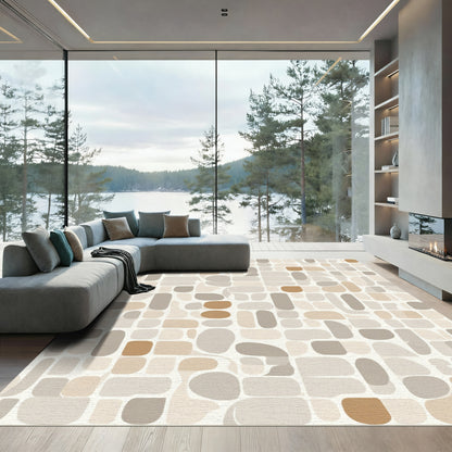 Neutral Organic Modern Jellybean Shapes Rug