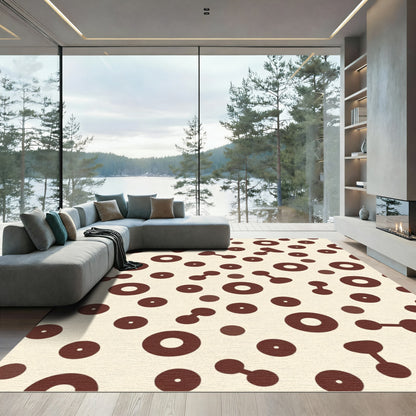 Brown Dots And Dumbbell Shapes Rug