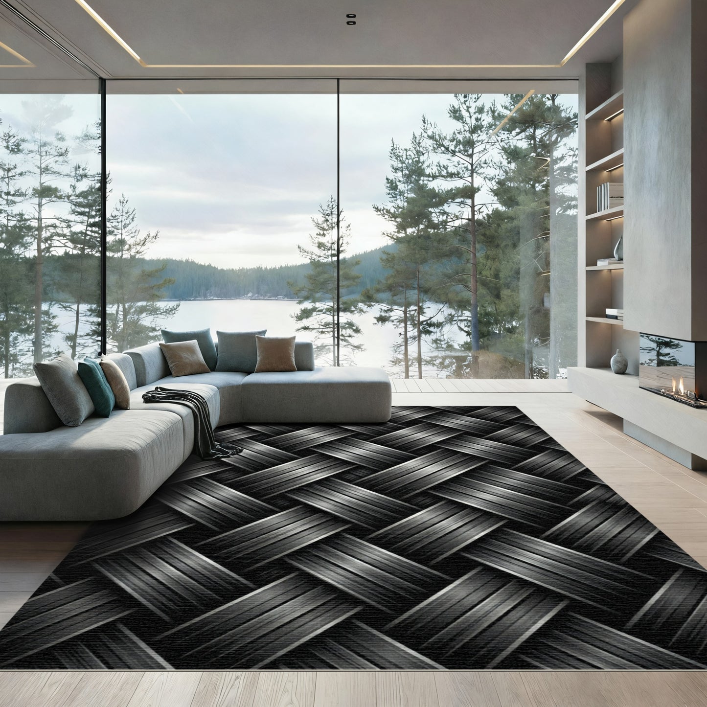 Interwoven Dark Metallic Strands Rug