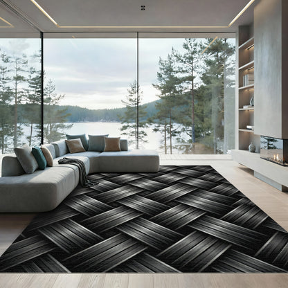 Interwoven Dark Metallic Strands Rug