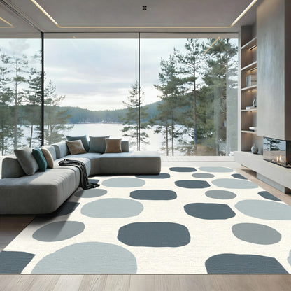 Cool Blue Pebble Abstract Composition Rug
