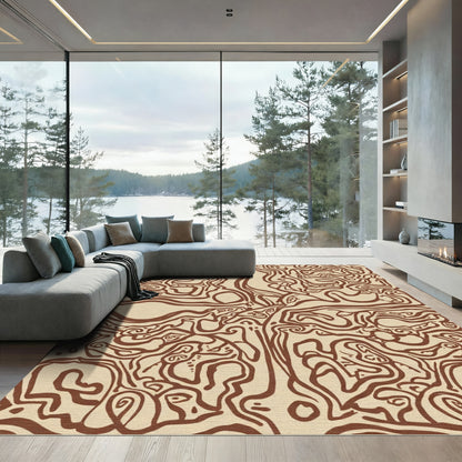 Brown Abstract Swirls Terra Cotta Background Rug