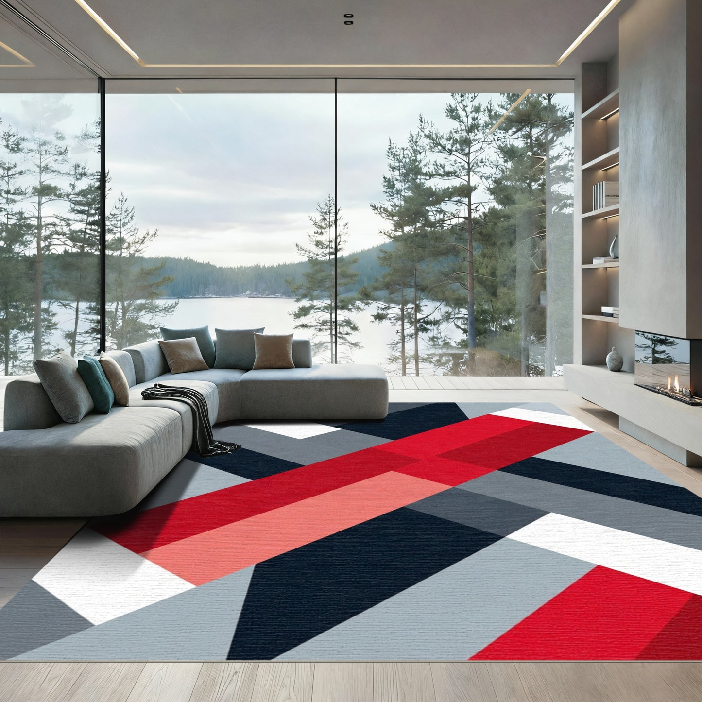 Bold Geometric Stripe Interlock Rug