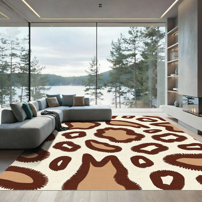 Brown Tan Spots Animal Print Rug