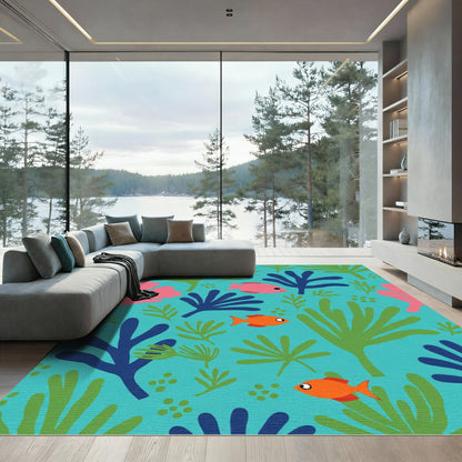 Coral Reef Fish And Seaweed Whimsy Rug