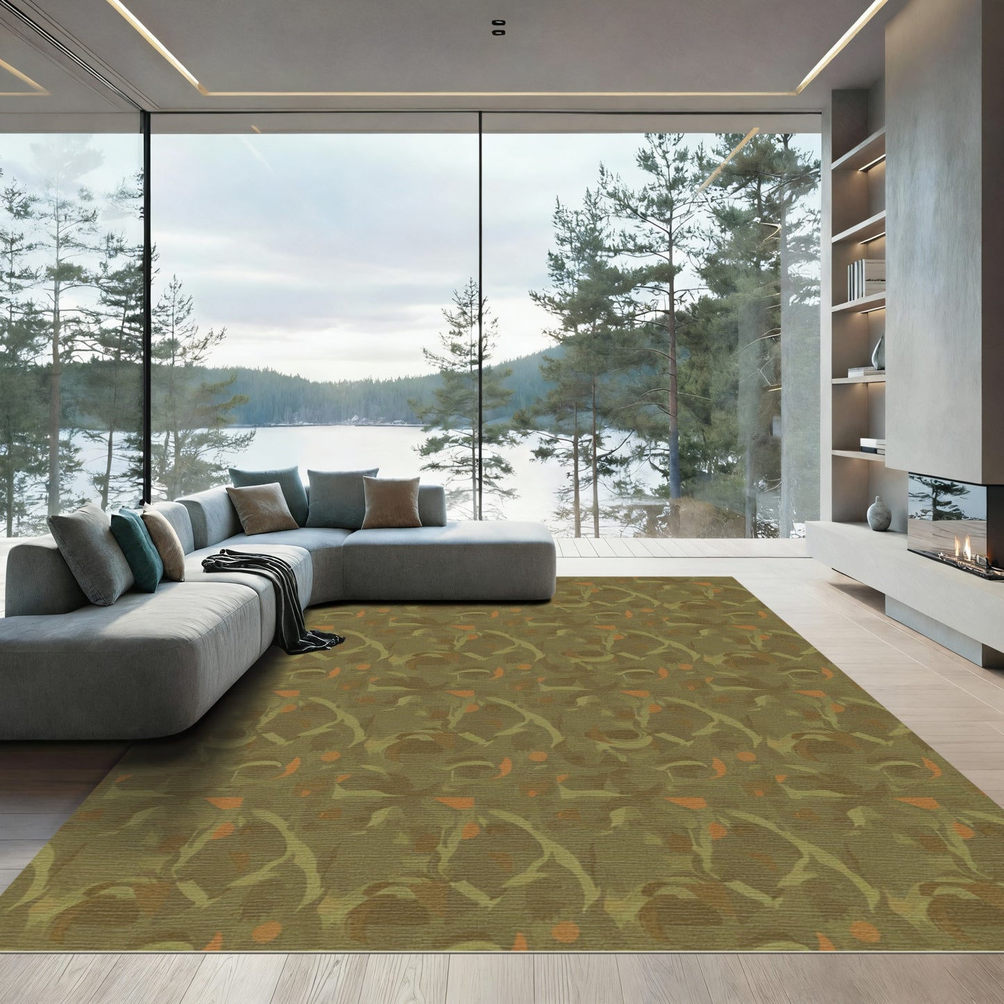 Earthen Tones Abstract Swirl Rug