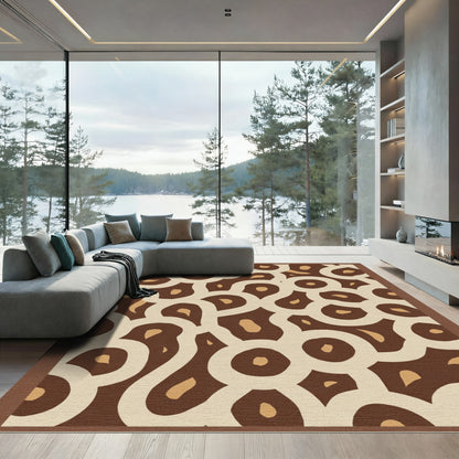 Cozy Organic Ochre Taupe Swirl Rug