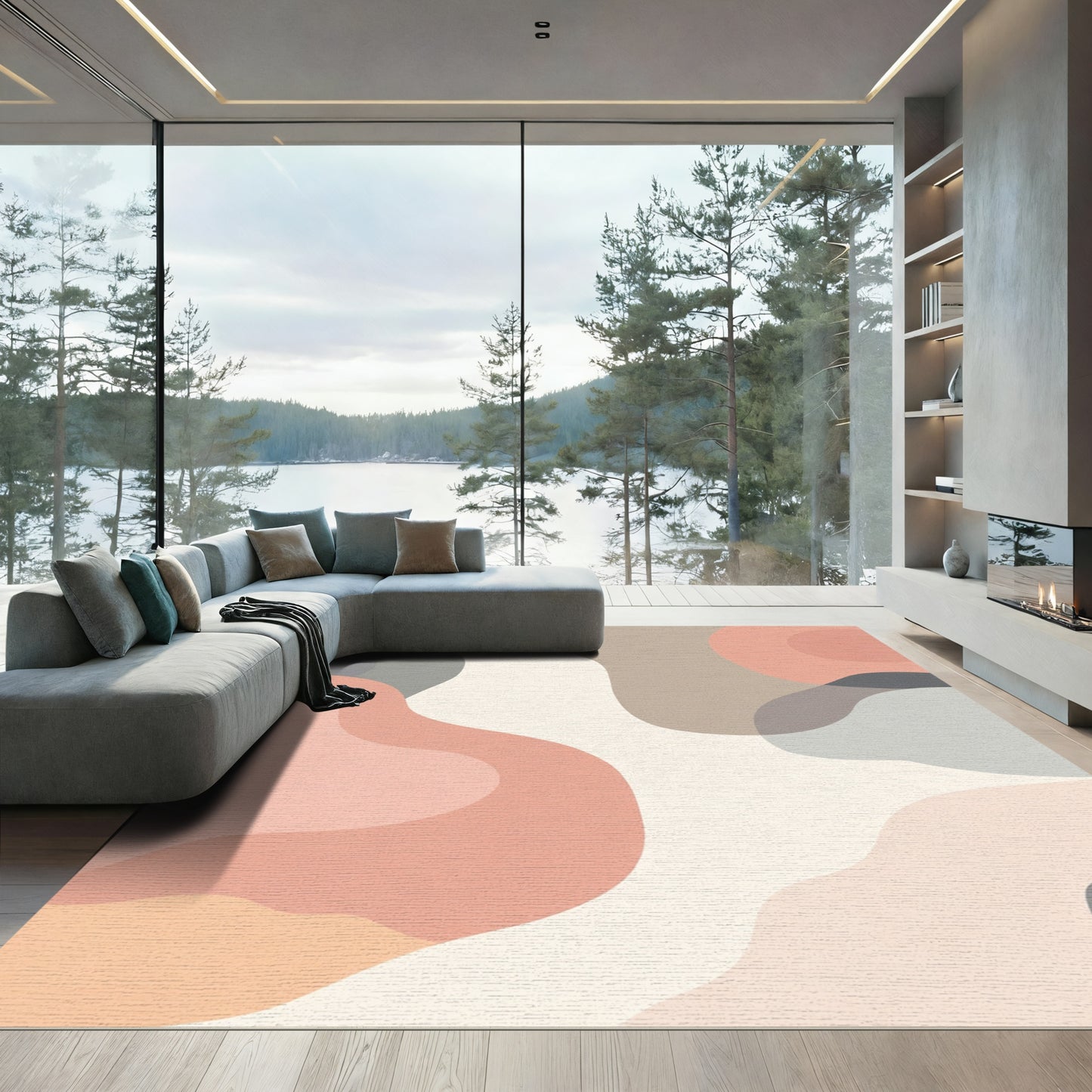 Soft Abstract Organic Flowing Shapes Rug