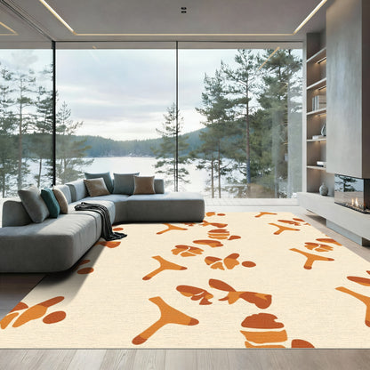 Earthy Brown Abstract Organic Shapes Rug