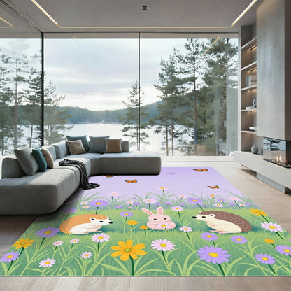 Orange Butterflies Amongst Wildflower Meadow Rug
