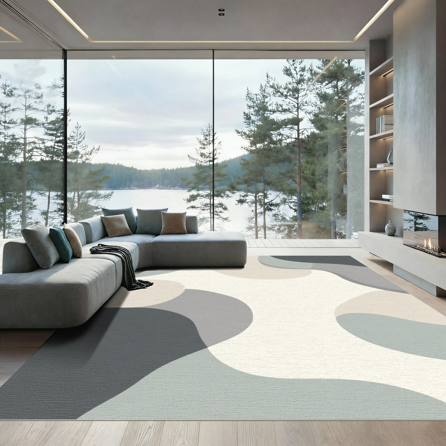 Organic Abstract Neutral Amorphous Blend Rug