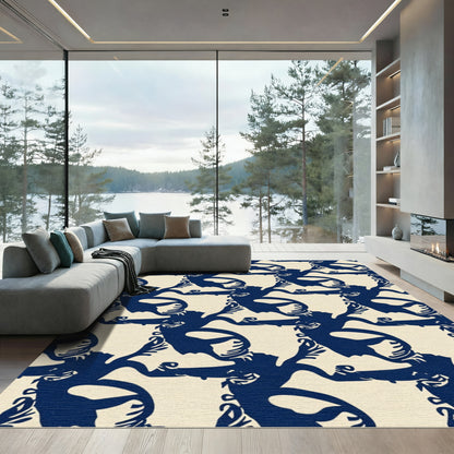 Indigo Figures Cream Tessellation Rug