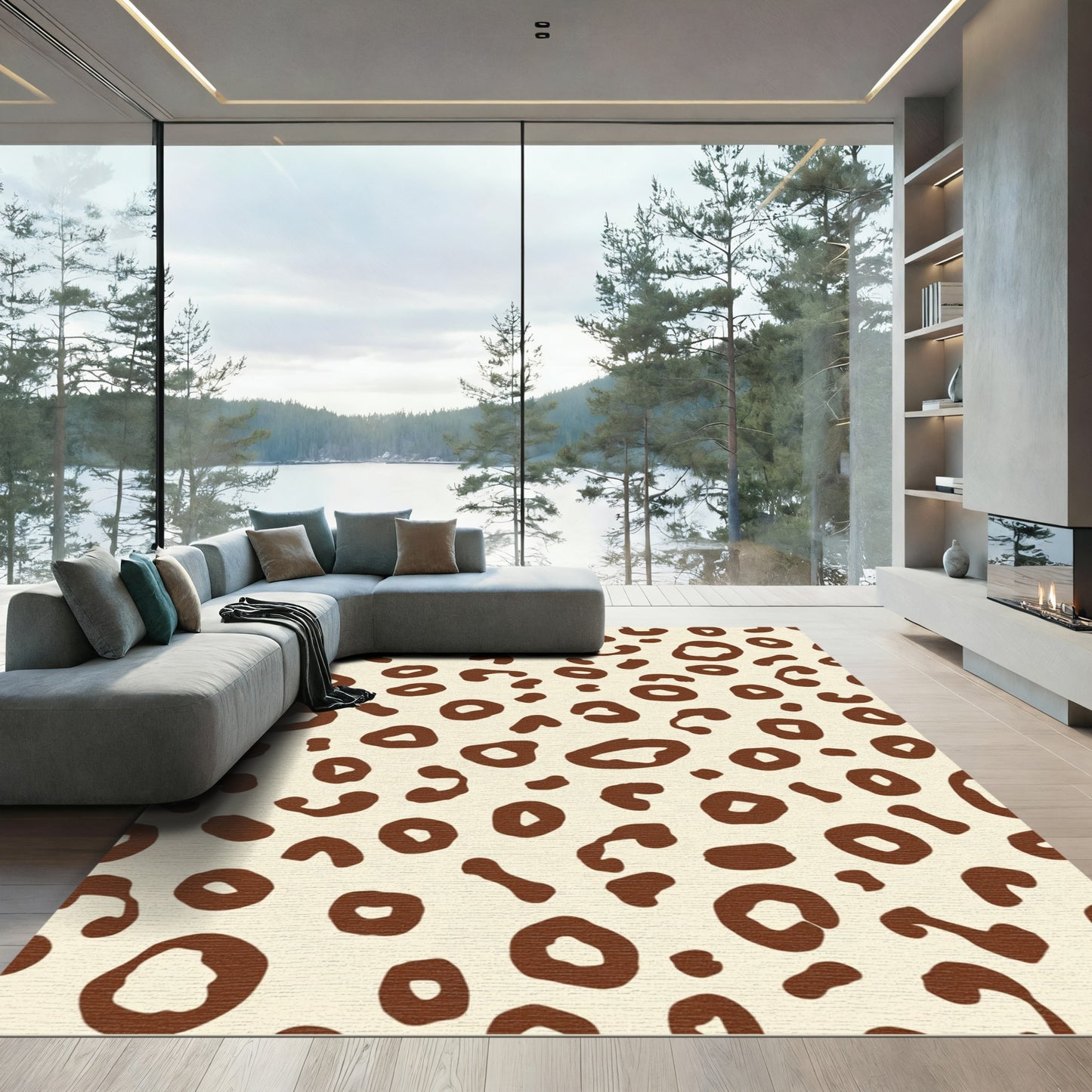 Classic Brown Leopard Spots Rug