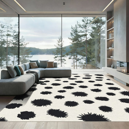Black Spiky Irregular Spots Rug