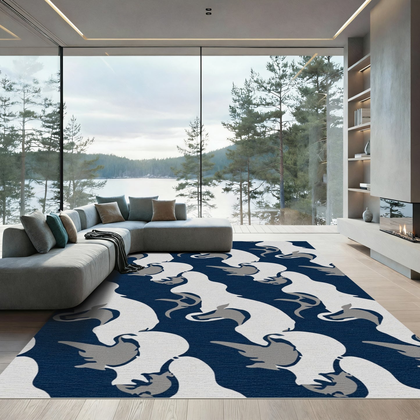 White Crimson Hound Abstract Rug