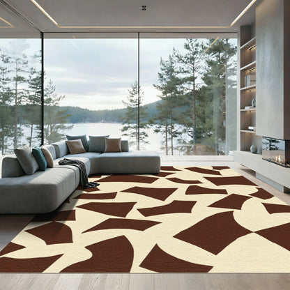 Cream Brown Abstract Geo Shards Rug