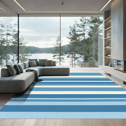 Modern Multi Tone Blue Stripe Rug