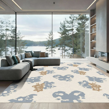 Tan Blue Cloud Heart Composition Rug