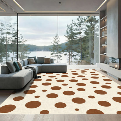 Brown Dot Cream Contemporary Circle Rug