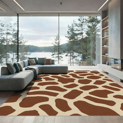Brown Beige Giraffe Spots Rug