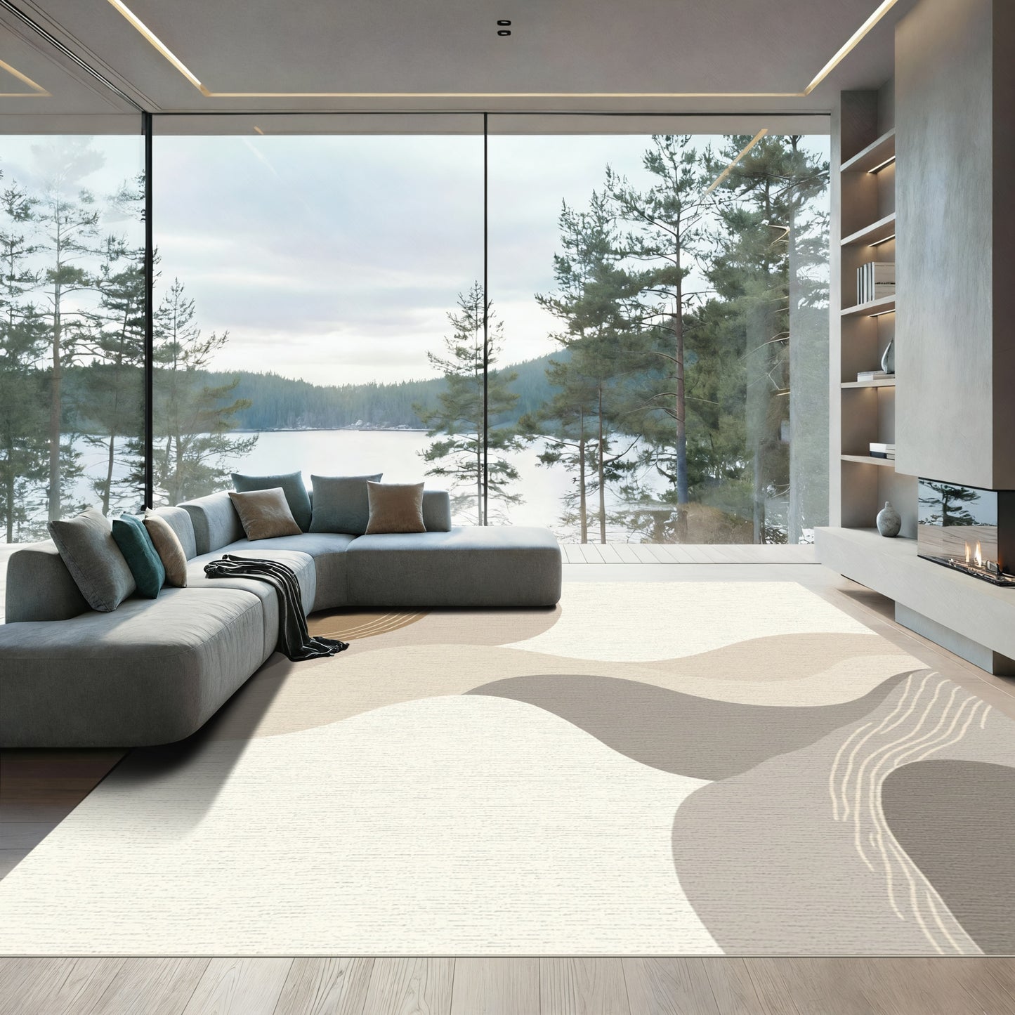 Earthy Neutral Organic Flow Rug
