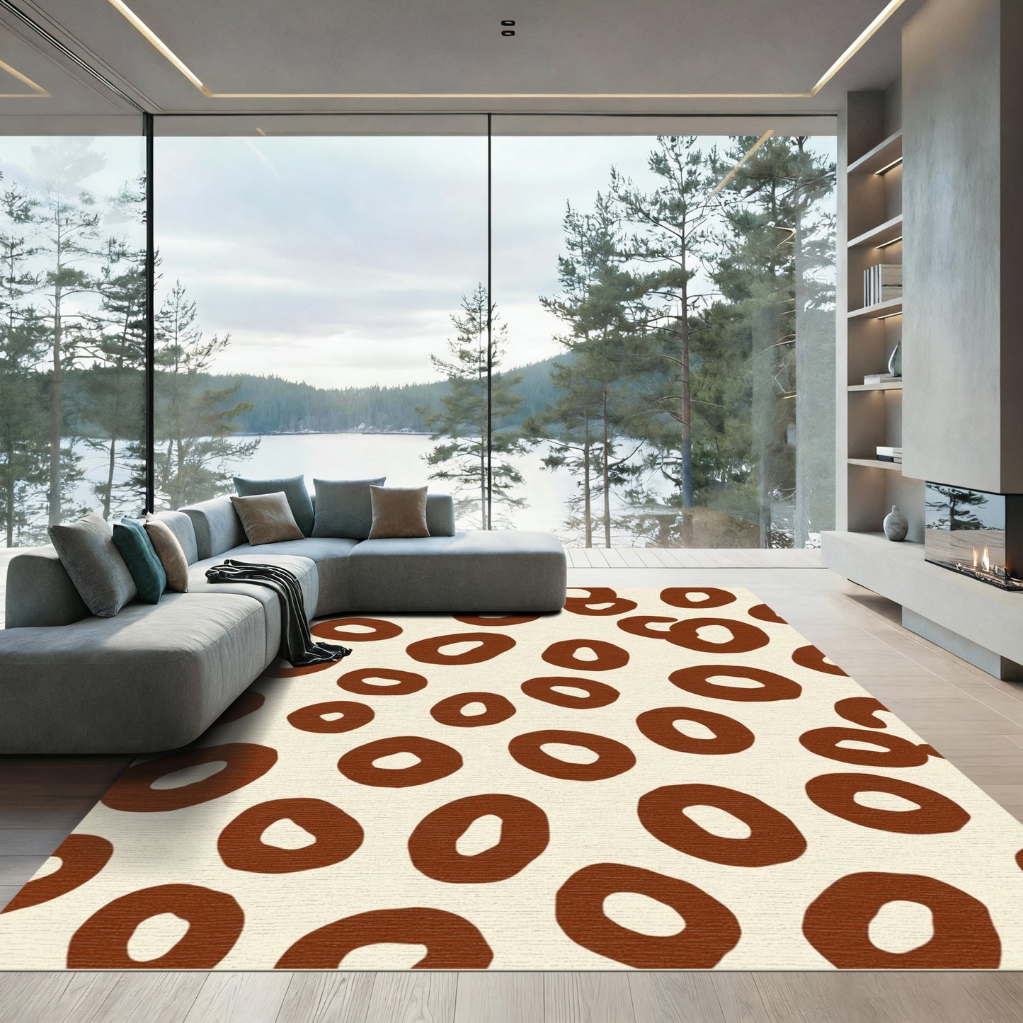 Brown Oval Spots On Cream Rug