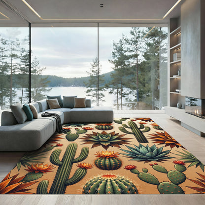 Desert Cactus Bloom Arrangement Rug