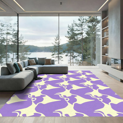 Purple Cream Abstract Amorphous Flow Rug
